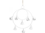 Anello Con Campane, Decorazione Dell'avvento, Ghirlanda Di Campane, Ghirlanda Per Porta, Decorazione Natalizia, Decorazione In Metallo Bianco 22,5 Cm