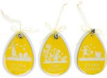 Uova Di Pasqua Decorative In Legno Da Appendere - Bianco Giallo - Decorazione Pasquale Primaverile Set Da 6