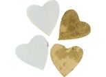 Set Di 24 Cuori Di Legno Da 2 A 4 Cm In Oro Naturale, Preziosi, PK24 Pezzi