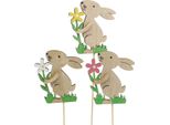 Spina Da Fiore In Legno Coniglio 9Cm Set Di 12 Decorazione Giardino Primavera
