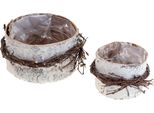 Fioriera In Legno Di Betulla Bianca Ø11/16Cm Set Di 2 Fioriere Decorative Vintage Per Interni Ed Esterni