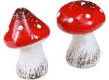 Funghi Decorativi Rospo Ceramica Rosso Bianco Decorazione Tavolo Fioriere Set Di 6, PK6 Pezzi