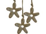 Decorazione Di Primavera Con Fiori In Legno, Decorazione Pasquale Shabby Chic, Ciondolo Fiore In Legno Naturale Bianco, Set Di 6 H10Cm