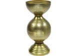 Portacandele In Metallo Color Ottone Dal Design Orientale, Versatile Come Portacandele E Tealight, H 25 Cm
