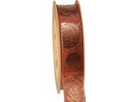 Nastro Regalo Decorativo Con Rose Dorate Rosso-Marrone 25Mm 15M Per Decorazioni Di Matrimonio E Confezioni Regalo