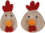 Gallo In Legno In Vetro 36Pz - Decorazione Pasquale Gallo Spolverino Decorazione Tavola Primavera