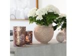 Vaso Decorativo In Ceramica Rosa Crema Per Piante Ø15Cm Set Da 2