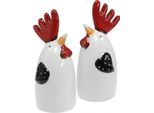 Pollo In Ceramica Gallo Rosso Bianco Decorazione Da Tavolo Set Di 2 Figurine Per La Decorazione Di Pasqua