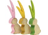 Figurina Decorativa Coniglio Orecchie Lunghe Legno 15Cm Set Di 6 Decorazione Pasquale Primavera Pastello