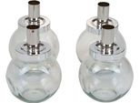 Portacandele A Bastoncino Portacandele In Vetro Metallo Argento Ø10,5Cm Set Di Decorazioni 4 Pezzi
