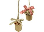 Set Di Ciondoli Natalizi Holzeichel, Decorazione Naturale 12 Pezzi, Oro E Rosso, Decorazione Da Tavola Festosa 5Cm