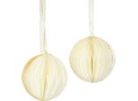 Palline A Nido D'ape Bianco Oro Glitter Carta Decorazione Natalizia Ø8Cm 4 Pezzi