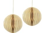 Decorazione Natalizia Palline A Nido D'ape Crema Glitter Vintage Ø7Cm Set Di 4