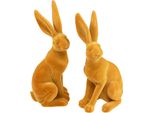 Coniglietto Pasquale Decorativo, Set Da 2, Giallo Curry, H 12,5 Cm, Articolo Decorativo Pasquale, 2 Pezzi