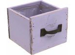 Cassetto In Legno Shabby Chic Viola Fioriera Decorativa Primavera 12,5×12,5×10Cm