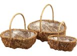 Cesto Per Piante Intrecciato Con Manico, Cesto In Vimini Naturale, Set Di Cesti Decorativi In 3 Misure, 33/28/22Cm