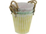 Secchio Per Piante In Metallo Set Di 3 Ø12Cm H10Cm Secchio Decorativo Shabby Chic Rosa/Verde/Giallo