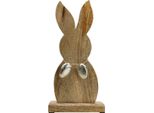 Coniglietto Pasquale In Legno E Metallo, Decorazione Da Tavola Pasquale H31Cm, Decorazione Primaverile Con Uova Argentate