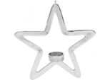 Stella Decorativa Porta Tealight Da Appendere In Metallo Argento 24Cm Decorazione Natalizia