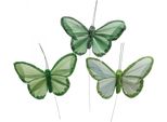 Farfalle Decorative Verdi Con Glitter - Farfalle Di Piume Su Filo Per La Decorazione Della Tavola E Degli Interni 10Cm 12Pz