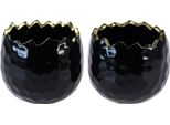 Vaso Di Fiori In Ceramica Uovo Nero Oro Vaso Per Piante Ø12Cm Set Di 2 Decorazioni Pasquali, 2 Pezzi
