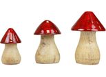Funghi Decorativi In Legno Funghi Rosso Lucido Autunno Decorazione Set Da Tavola 6/8/10Cm Set Di 3