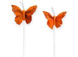 Farfalla Decorativa Su Filo Arancione 8Cm 12Pz - Set Di Piume Artificiali Per La Decorazione Della Primavera