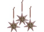 Decorazione Natalizia Stella Rosa, Decorazione Albero Di Natale Glitter Set Da 4