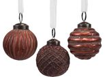 Decorazioni Natalizie In Vetro Stile Vintage Rosso-Marrone, Set Di 9 Decorazioni Natalizie A Diamante Ø5Cm