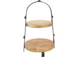 Etagere In Legno Metallo A 2 Piani Vintage Rustico Deco Nero