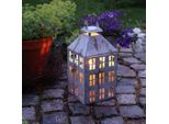 Lanterna Decorativa In Metallo Vintage Dal Design Shabby Chic, Portacandele, Lanterna Sospesa H35Cm, Grigio-Bianco Ruggine