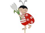 Coccinella Decorazione Fiore Spina Legno Metallo 8,5Cm 12 Pz - Decorazione Giardino Decorazione Estate