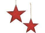 Decorazioni Natalizie Stelle Di Legno Da Appendere Rosse 16,5 Cm/20 Cm Set Di 6 Decorazioni Per Albero Di Natale