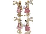 Clip In Legno Per Decorazioni Pasquali "Coniglietto Di Pasqua"" Set 4 Pezzi - Clip Decorative In Rosa E Bianco Per Decorazioni Da Tavola, Regali E Ghirlande"