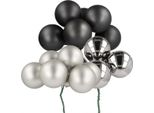 Mini Baubles Natalizi In Vetro Argento Antracite Ø40Mm - Set Di 32 Decorazioni Per La Tavola Dell'albero Di Natale