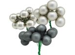 Mini Baubles Natalizi Argento E Antracite, Bacche Di Vetro A Specchio, Decorazioni Per L'albero Di Natale Ø25Mm 140Pcs