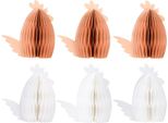Decorazione Pasquale Pollo Di Carta A Nido D'ape Origami Design Bianco Arancio 7,5×4,5×8Cm Set Di 6 Decorazioni Da Tavola