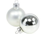 Baubles Natalizi Ø4Cm Argento Lucido Opaco 24 Pezzi Albero Di Natale Baubles Decorazione Vetro