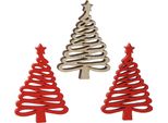 Abete Sparso In Legno Con Stella Rosso Naturale Decorazione Natalizia 3X4,5 Cm 72 Pz