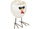 Mini Cachepot Uovo Di Gallina Divertente Decorazione Pasquale H12,5 Cm Set Di 2
