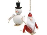 Decorazioni Per L'albero Di Natale In Legno Babbo Natale Pupazzo Di Neve Set Di Decorazioni 11Cm Set Di 2 Decorazioni Per L'albero Decorazioni Natalizie