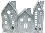 Decorazione Natalizia Lanterna Diorama "Casa A Schiera"" In Stile Shabby Chic, In Metallo, Perfetta Per Il Davanzale, Adatta Ai Led L20Cm H20Cm"