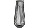 Elegante Portacandela In Metallo Nero Con Decorazione A Maniglia Ø22Cm H52Cm Per Un Ambiente Accogliente
