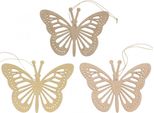 Farfalle Decorative Appendino Legno Beige Rosa Giallo 12Cm 12Pcs Decorazione Primavera Decorazione Estate
