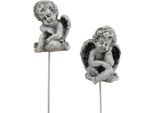 Angelo Grigio Con Spina 5Cm - 5,5Cm Set Di 8, Statuette Decorative In Poliresina, Resistenti Alle Intemperie, Per Decorazioni Di Tombe E Giornate Commemorative