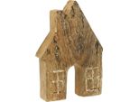 Casetta Di Legno Decorativa Di Natale In Legno 15Cm Natura Glitterata