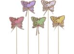 Decorazione Primaverile Tappi Di Fiori Farfalle In Legno 6Cm 10Pz - Decorazione Primaverile Colorata Per Piante E Tavola