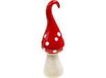 Rospo Decorativo In Ceramica Rossa Bianca Ø6,5 Cm H21 Cm - Decorazione Autunnale, Decorazione Natalizia, Fungo Decorativo