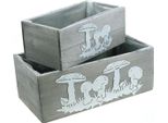 Set Di Cassette In Legno Fly Agaric Decorazione Autunnale Decorazione Giardino Fioriere Vintage Grigio Bianco Set Di 2 L40/30Cm