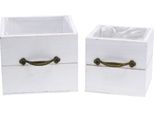 Fioriera Cassetto In Legno Bianco 15X15/12X12Cm Set Di 2 Cassetto Decorativo Viana